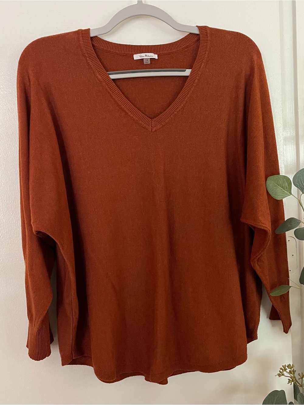 Milano Women's V-Neck Sweater - Rust
